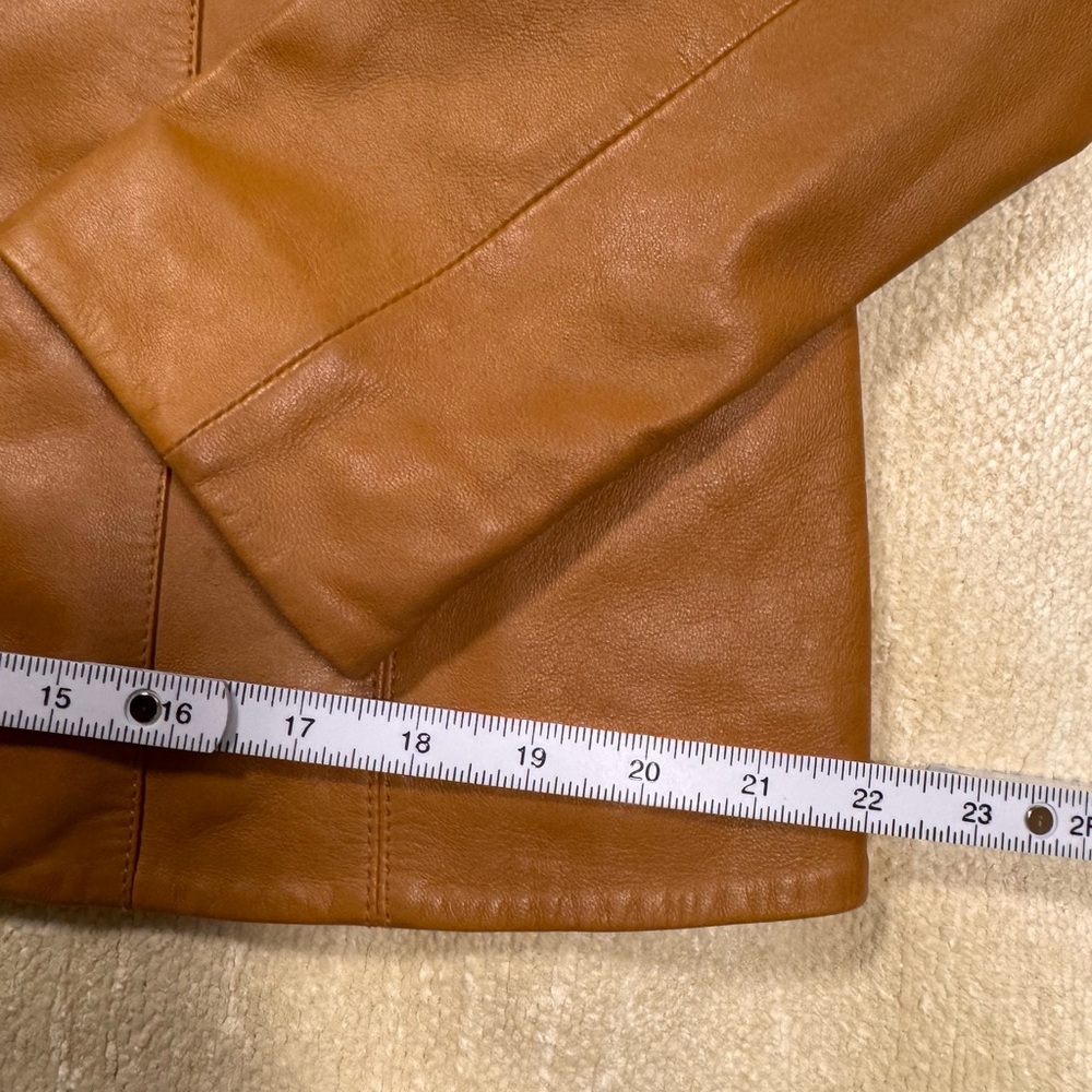Cole Haan Brown Lambskin Leather Jacket Wing Collar Zip Front Size L - Picture 6 of 15